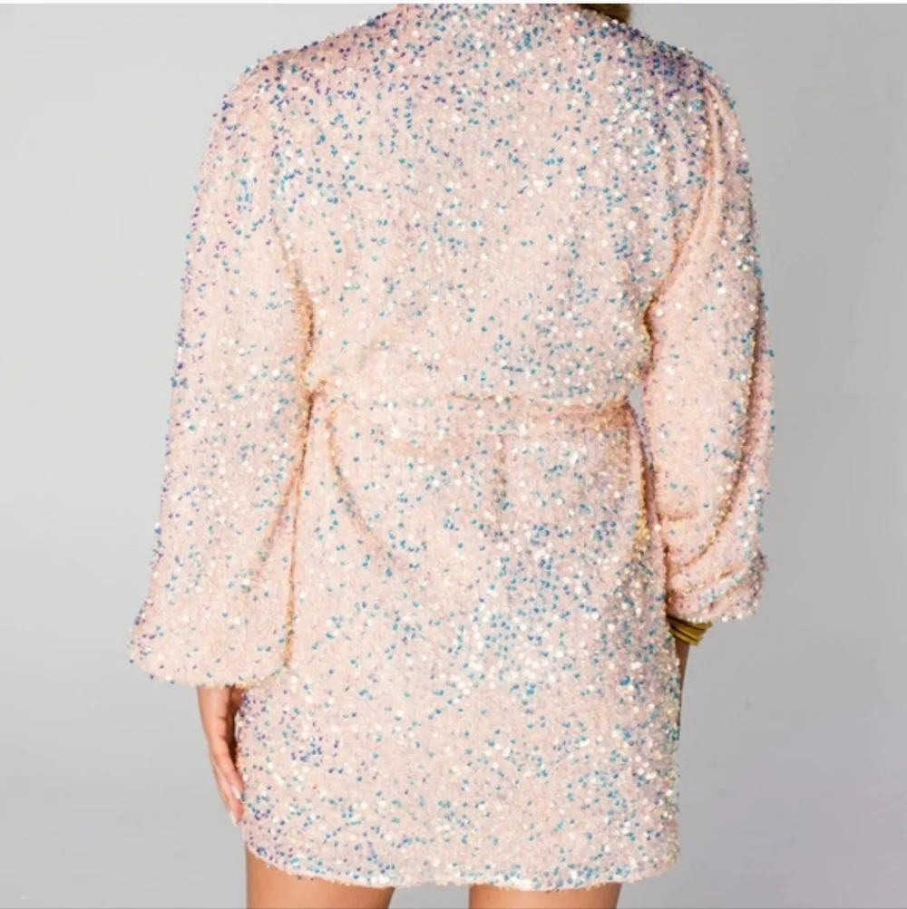 Buddy Love Adeline Baby Pink Sequin Wrap Mini Dress Party Homecoming Formal S
